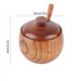 VIFERR Pot à épices, Sucrier en Bois Pot à Sel avec Cuillère et Couvercle Vintage Cruet Boîte de Sauce Outil de Cuisine Spice Ja