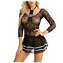 ROSVAY Lingerie Robe Cosplay Écolière Sexy Uniforme Costume Etudiante en Dentelle Transparente, Schoolgirl Outfit Femme Sailor C