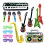 Lot de 15 instruments gonflables colorés - Jouet pour guitare aérienne - Saxophone gonflable - Microphone gonflable - Guitare Be