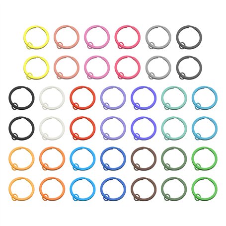 Lot de 40 porte-clés colorés à double couche - En métal - 30 mm - Accessoire de bricolage - Convient pour le bricolage