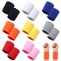 16 Pièces Bandeau Poignet Sport Bandeau de Transpiration Poignet Serre Poignet Tennis Bracelet en Coton Élastique Respirant Anti
