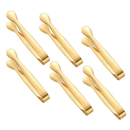 Lot de 6 mini pinces à sucre en acier inoxydable - Pince à glace