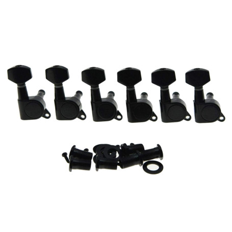 Kaish Noir 6 Inline Tuning touches Tuners Mécaniques pour guitare Strat Tele