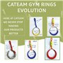 Accessoires de la Gamme Cateam Ninja - Anneaux de Gymnastique Multicolores Lot de 2 avec mousquetons - Anneaux de Barre de Singe