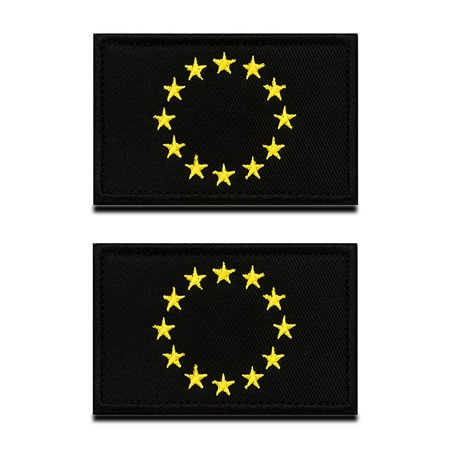 2 Pièces Noir Union Européenne EU Drapeau Tactique Militaire Emblème Drôle Applique Fermeture Crochet et Boucle pour Chapeau Sac