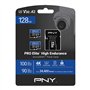 PNY Carte mémoire microSDXC 2x128Go Pro Elite™ High Endurance C10 U3 V30 A2 – Jusqu'à 100/90 Mo/s en Lecture/écriture, 4K UHD, F