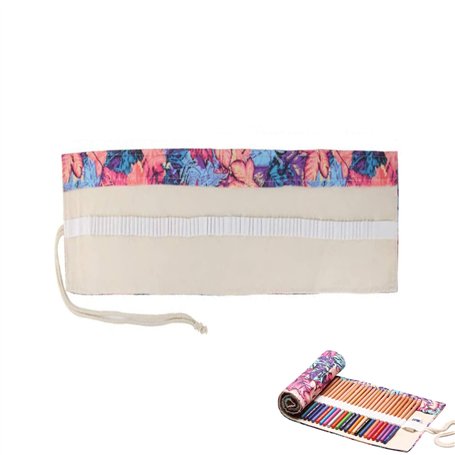 Eabdice 48 Slots Rouleau de Crayon en Toile