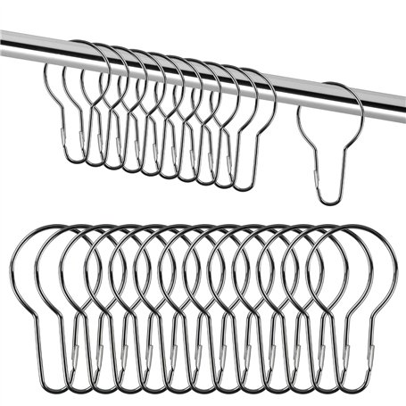 Lot de 27 crochets de rideau de douche en acier inoxydable pour tringle à rideau de douche