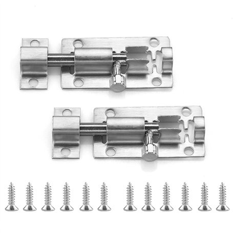 Lot de 2 Verrous de Porte en Acier Inoxydable Verrou Coulissant Durable Petit Verrou de Plaque Verrou pour Jardin