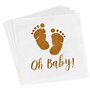 Kreatwow Paquet de 50 Serviettes en Papier Baby Shower Baptême Bébé Pieds - 33 x 33 cm Dépliée