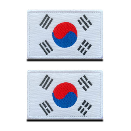 2 Pièces Drapeau du Coréen Corée Patch Tactique Militaire Emblème National Applique Fermeture Crochet et Boucle pour Chapeau Sac
