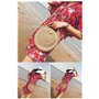 Sac De Paille Rond Sac de Plage d'été Pour Femme en Rotin Bandoulière à Porter à l'épaule Avec Style Boho Fait Main Pour le Voya