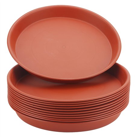 LEXININ Lot de 12 soucoupes en plastique pour pot de fleurs - 27 cm - Pour intérieur et extérieur - Rouge
