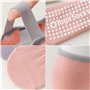 Lot de 4 paires de chaussettes de pilates antidérapantes – Chaussettes de yoga pour femme avec poignées et sangles pour équipeme
