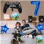 Liitata Jeu vidéo 7ème anniversaire décoration garçon anniversaire fête chiffre 7 ballons en aluminium bleu grand contrôleur jeu