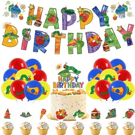 Décoration Anniversaire the Very Hungry Caterpillar Ballons Anniversaire the Very Hungry Caterpillar Bannière Joyeux Anniversair
