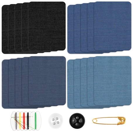 20 Pièces Patchs Jean Thermocollant Denim