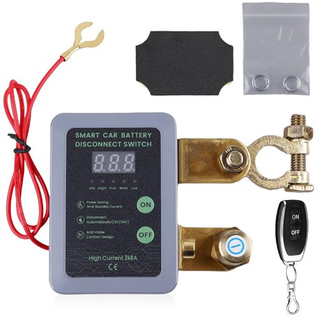 GAOUTO Disjoncteur de batterie télécommandé sans fil 12 V 240 A avec télécommande Kill Switch