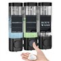 Distributeur de savon mural - 3 compartiments - 300 ml - Sans perçage - Distributeur de shampoing pour douche