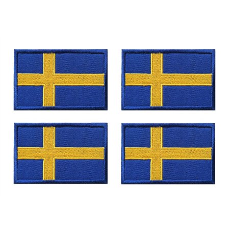 Lot de 4 écussons tactiques à coudre - Motif drapeau suédois - À coudre - Pour vêtements