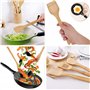 Lot de 8 Ustensiles de Cuisine en Bambou, Cuillères et Spatules en Bois, Anti-adhésifs et Wok, Spatule Pelle, Ensemble D'ustensi
