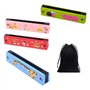 4pcs Harmonica de Bande Dessinée pour Enfants 16 Trous Double Rangée Harpe Diatonique Harmonica en Bois avec 4 Sacs de Rangement