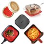 Lot de 3 tapis de cuisson vapeur réutilisables pour friteuse à air vapeur - 19,1 cm - Carrés antiadhésifs - En silicone perforé 