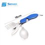 Senven 4 en 1 vaisselle de camping matériel de camping mis en acier inoxydable fourchette cuillère ensemble ouvre-bouteille camp
