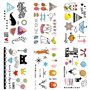 Lot de 30 feuilles de tatouages temporaires colorés pour filles et garçons, animaux mignons, étoiles, faux tatouages imperméable