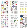 Lot de 30 feuilles de tatouages temporaires colorés pour filles et garçons, animaux mignons, étoiles, faux tatouages imperméable