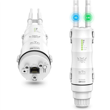 FLASHOWL Répéteur WiFi extérieur Amplificateur de portée Wi-FI Amplificateur de Signal AC600 Double Bande WiFi AP Réseau Amplifi