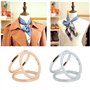 Lot de 2 boucles de foulard à trois anneaux - Style moderne et simple - En soie - Pour femme - Argenté et doré