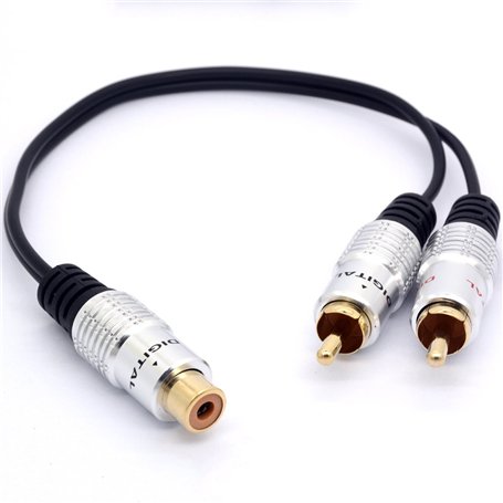 OpenII Adaptateur RCA Y 25 cm 1 RCA femelle vers 2 RCA mâles câble répartiteur pour amplificateur audio caisson de basses