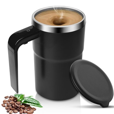 Tasse à mélanger automatique 380 ml Tasse à café à mélangeur automatique : tasse mélangeur magnétique automatique avec couvercle