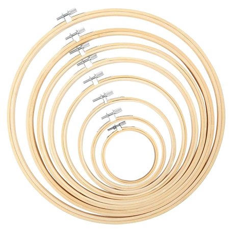TOKERD 8 Tailles Cercle à Broder Bambou Anneau de Broderie Bois Réglable Cerceaux de Broderie Rond Cross Stitch Hoop Set Cercle