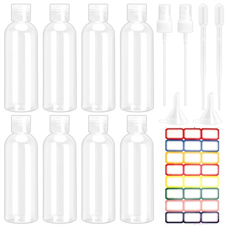 Bouteilles de Voyage 8 Pcs Ensemble de Flacons Vide de Voyage 100ml Flacons de Voyage Transparent Anti-Fuite Rechargeables Boute