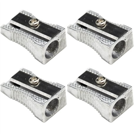 Mini taille-crayons en métal à trou unique en alliage d'aluminium pour la plupart des tailles de crayons adultes et enfants (4 p