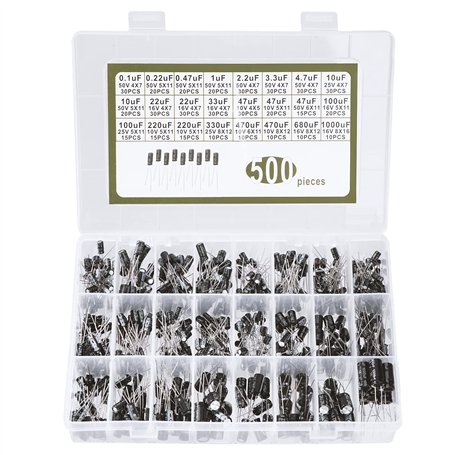 Condensateurs Électrolytiques 10V 16V 25V 50V Capacité 0.1uF à 1000uF Électrolyte Aluminium Assortiment Kit avec Boîte de Rangem