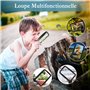 Kolamom Loupe de Lecture avec 5 Lumières LED, Loupe de Lecture pour Seniors Pliable avec 2 Modes, Dimmable, 3X Loupe Grossissant
