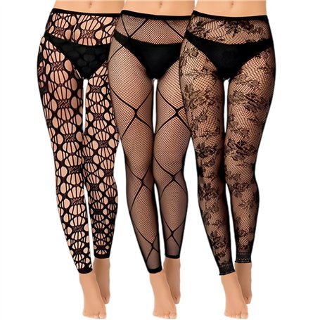 Makoto Nobu 3 Paires Collants sans Pieds en Résille