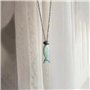 XFSRG Collier Femme Bijoux Acier Inoxydable avec Pendentif Poisson Vert - Chaine Argent pour Toutes Occasions
