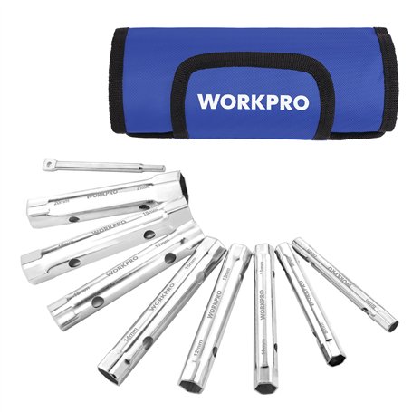 WORKPRO Jeu de 9 Clés à Bougie et à Pipe