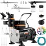 VEVOR Compresseur Aérographe Professionnel Kit Aérographe Complet Double Action Pistolet Aérographe 0