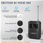 Phenyx Pro Système de Microphones sans Fil, avec Micro à Main/Poche/Casque/Cravates micros, 2 x 30 fréquences UHF, Micro sans Fi