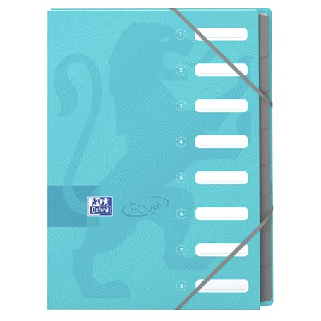 Oxford Touch - Trieur à Soufflet 8 Positions Format A4 Fermeture Elastiques et Carte Couleurs Aléatoires