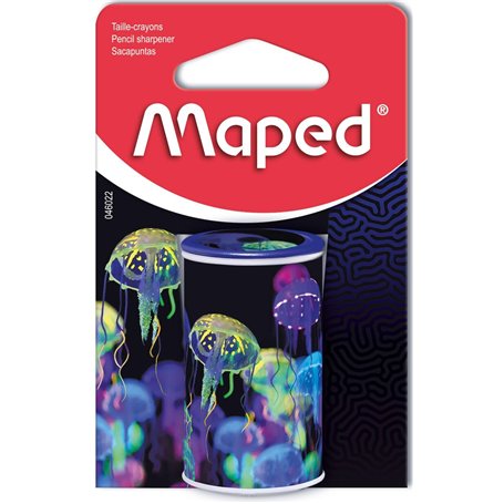 Maped - Taille-crayons canette - 1 trou - Avec réservoir - Décor Deepsea Paradise - Emballage recyclable