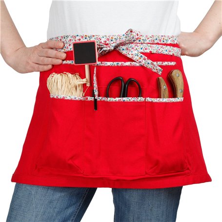 La Cordeline Mixte Tablier de jardin court rouge liberty