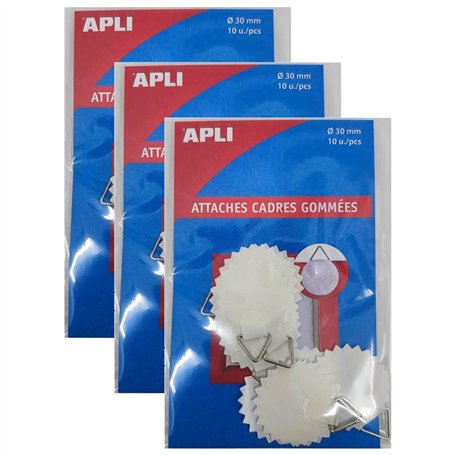 AGIPA Lot de 3 Sachets de 10 Attaches Toilée Gommées Diam 30mm 500g pour Photos - Tableaux
