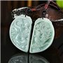LXMYLI Véritable Véritable Jade Emerald Jade Jadee Sculpté Dragon Phoenix Double Couples Collier Collier Pendentif amulette pour