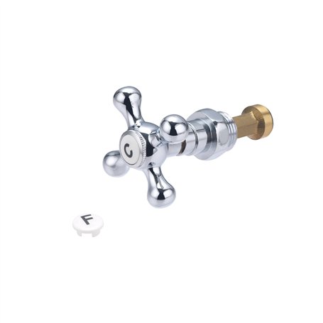 Tête de Robinet avec Croisillon Métal style Rétro avec Pastilles C et F - Mâle 15x21 NOYON & THIEBAULT